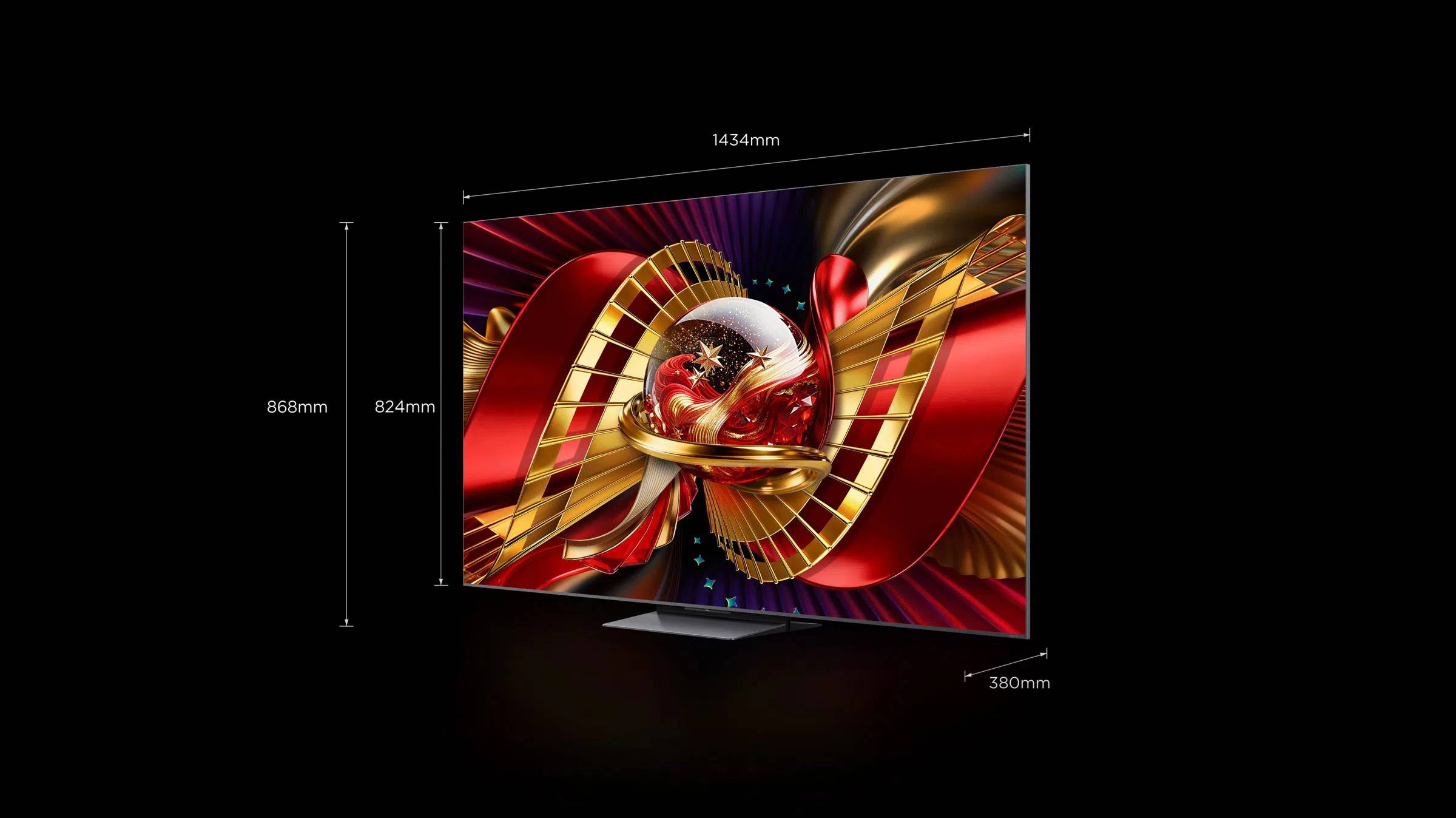 Tivi TCL 65Inch SQD-Mini LED 65C8L với kích thước mần hình hiển thị có chân đế 